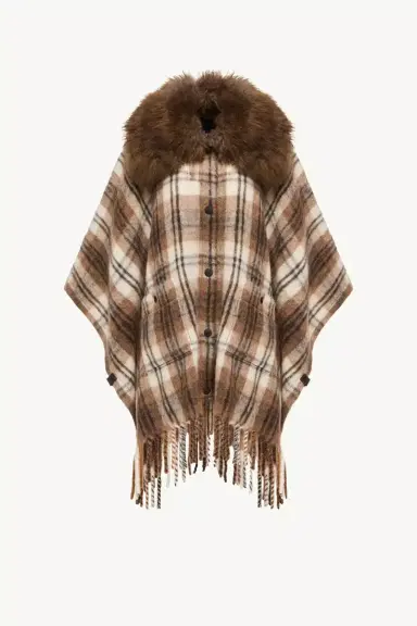 Moncler Grenoble Shearling Collar Mohair, Alpaca & Wool Blend Cape | Thumbnail 2
