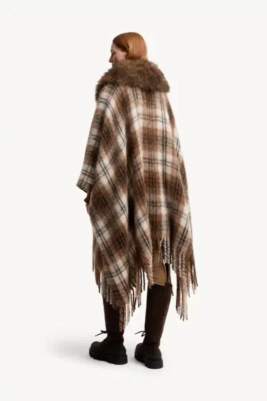 Moncler Grenoble Shearling Collar Mohair, Alpaca & Wool Blend Cape | Thumbnail 6