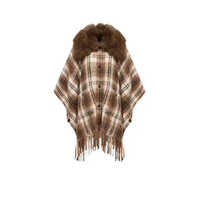 Moncler Grenoble Shearling Collar Mohair, Alpaca & Wool Blend Cape