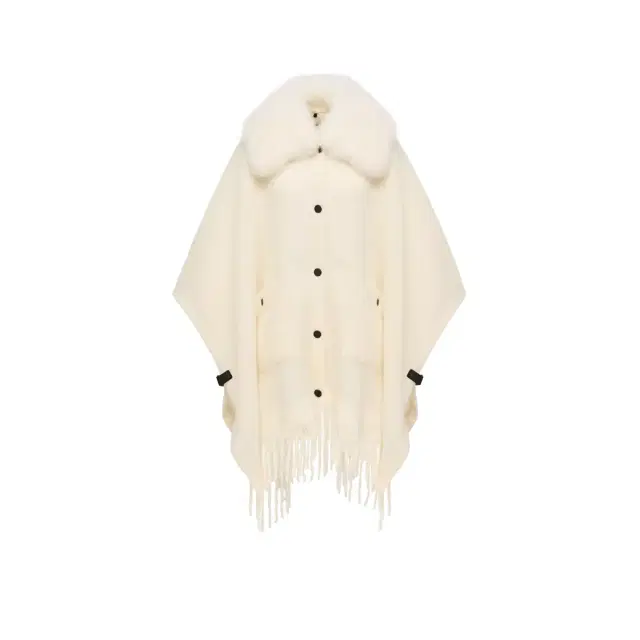 Moncler Grenoble Shearling Collar Mohair, Alpaca & Wool Blend Cape
