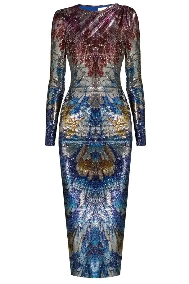 Lico Sequin Long Sleeve Midi Dress
