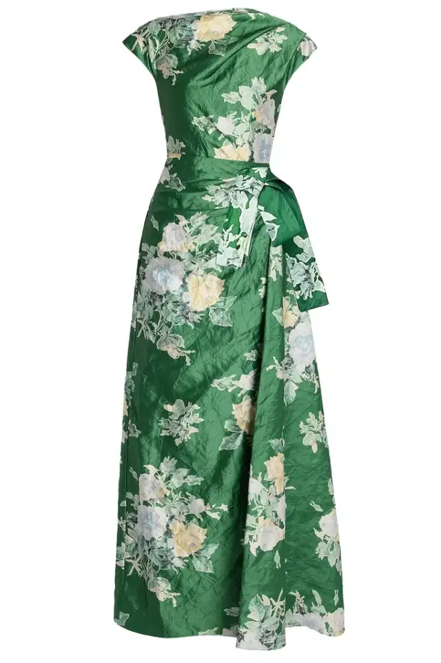 Floral Textured Asymmetric Gown