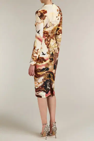 Mary Katrantzou Aeila Landscape Print Long Sleeve Midi Dress | Thumbnail 3