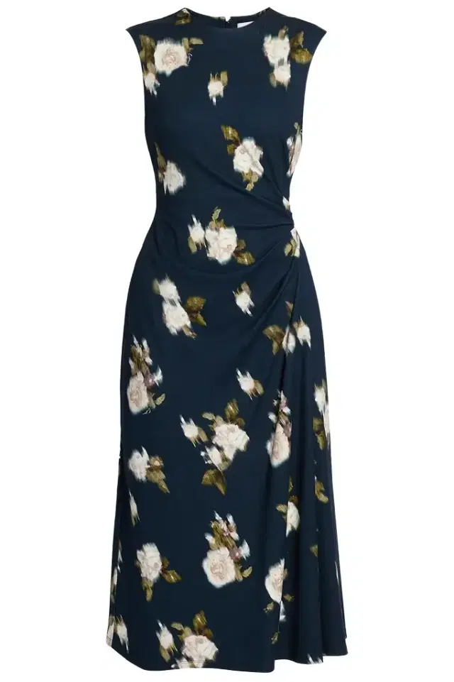 Floral Ponte Sleeveless Midi Dress