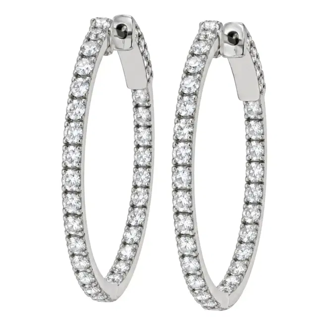 Wish Fine Jewelry 5.22ct Diamond 14K Gold Hoop Earrings