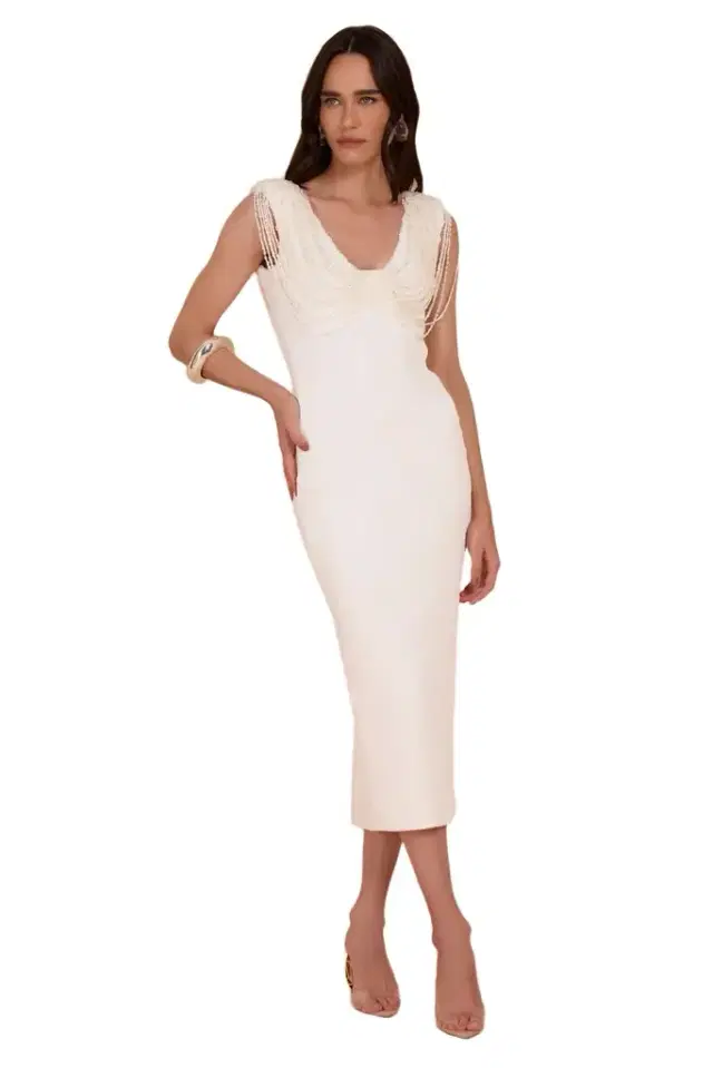 ISADORA KNIT BEADED MIDI DRESS