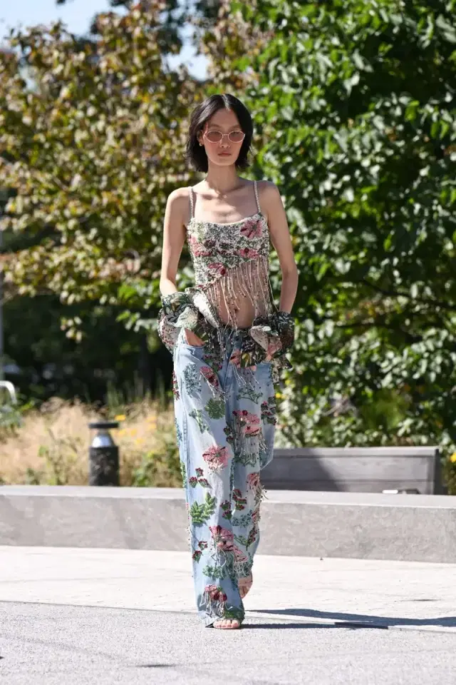 PatBo ROSALIE EMBROIDERED DENIM PANTS (RUNWAY)