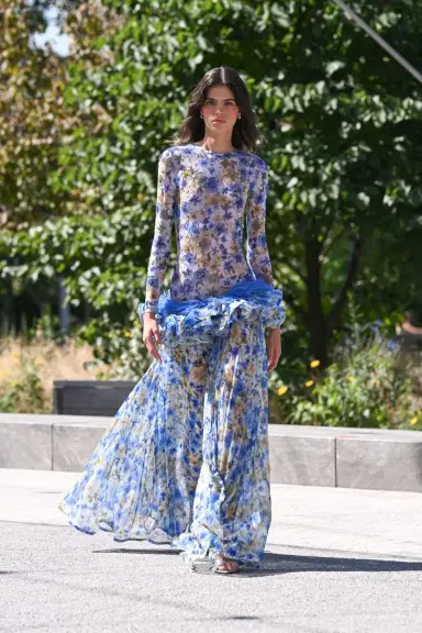 PatBo WALLERY LONG-SLEEVE FEATHER GOWN (RUNWAY) | Thumbnail 1