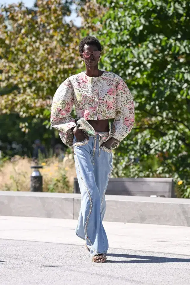 PatBo WAVES EMBROIDERED DENIM PANTS (RUNWAY)