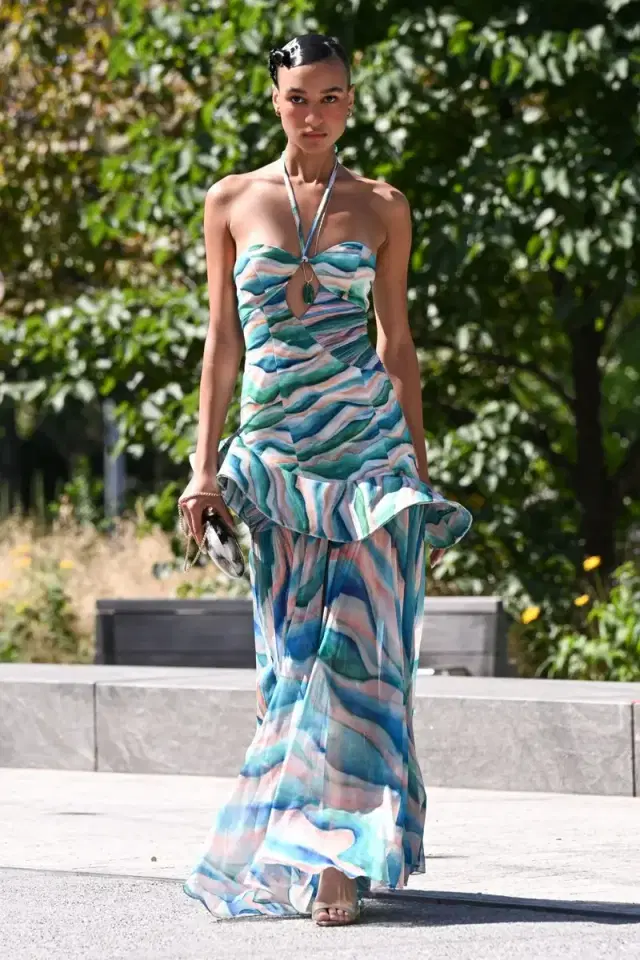 WAVES HALTER MAXI DRESS (RUNWAY)