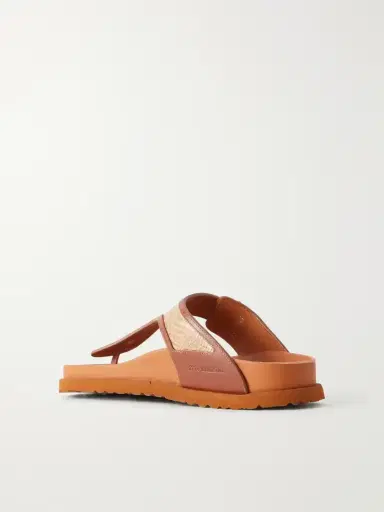 Birkenstock 1774 Gizeh Framed Leather-trimmed Raffia Sandals | Thumbnail 3