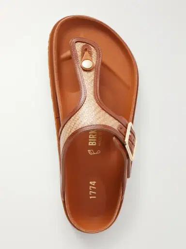 Birkenstock 1774 Gizeh Framed Leather-trimmed Raffia Sandals | Thumbnail 6