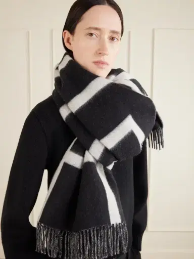 TOTEME Monogram Fringed Brushed-wool Scarf | Thumbnail 2
