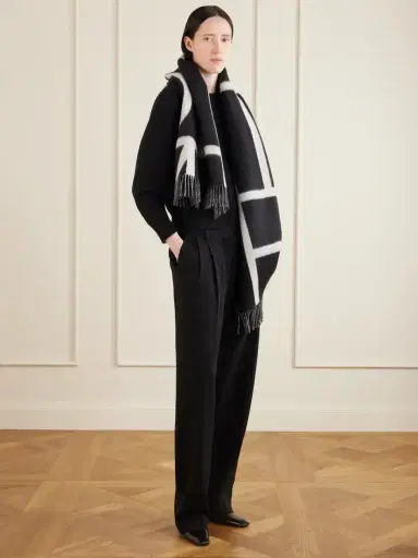 TOTEME Monogram Fringed Brushed-wool Scarf | Thumbnail 3