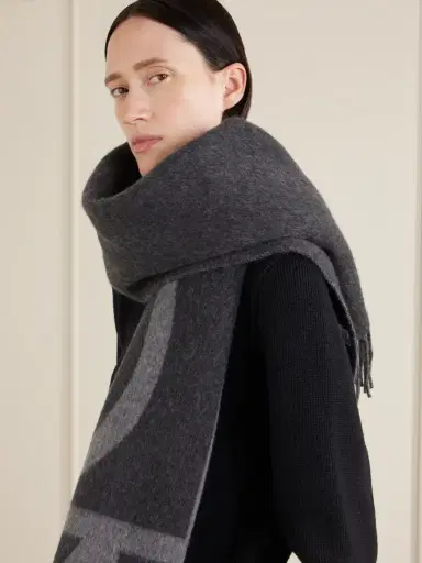 TOTEME Monogram Fringed Brushed-wool Scarf | Thumbnail 2