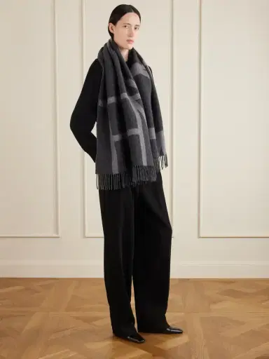 TOTEME Monogram Fringed Brushed-wool Scarf | Thumbnail 3