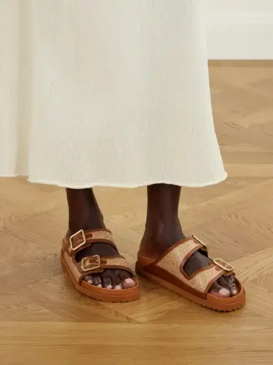 Birkenstock 1774 Arizona Leather-trimmed Raffia Sandals | Thumbnail 2