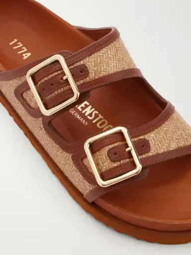 Birkenstock 1774 Arizona Leather-trimmed Raffia Sandals | Thumbnail 5