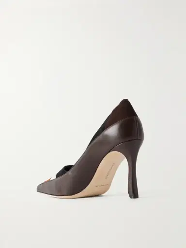 Manolo Blahnik Soria 90 Suede-trimmed Leather Pumps | Thumbnail 3