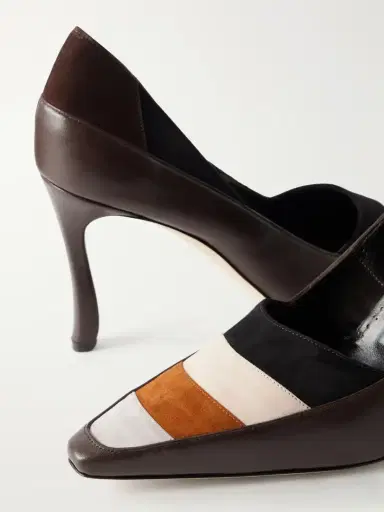Manolo Blahnik Soria 90 Suede-trimmed Leather Pumps | Thumbnail 5