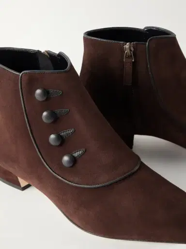 Manolo Blahnik Hironu 30 Leather-trimmed Suede Ankle Boots | Thumbnail 5
