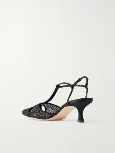 Manolo Blahnik Turgimolda 50 Flocked Mesh And Satin Pumps | Thumbnail 3