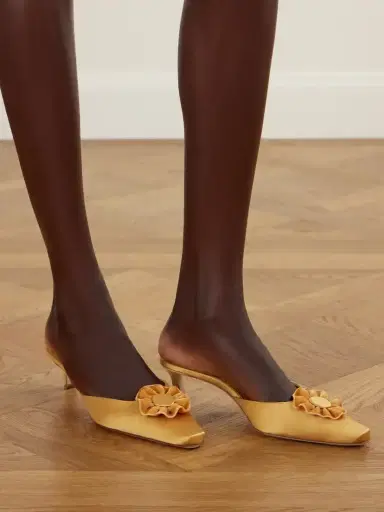 Manolo Blahnik Caulon 50 Velvet-trimmed Satin Pumps | Thumbnail 2