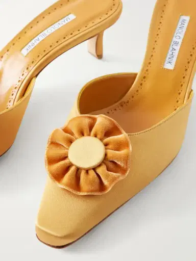 Manolo Blahnik Caulon 50 Velvet-trimmed Satin Pumps | Thumbnail 5