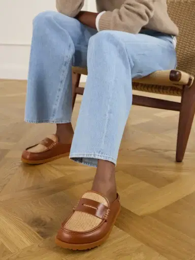 Birkenstock 1774 Naples Wrapped Raffia-trimmed Leather Loafers | Thumbnail 2