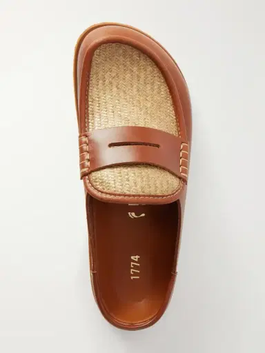 Birkenstock 1774 Naples Wrapped Raffia-trimmed Leather Loafers | Thumbnail 6