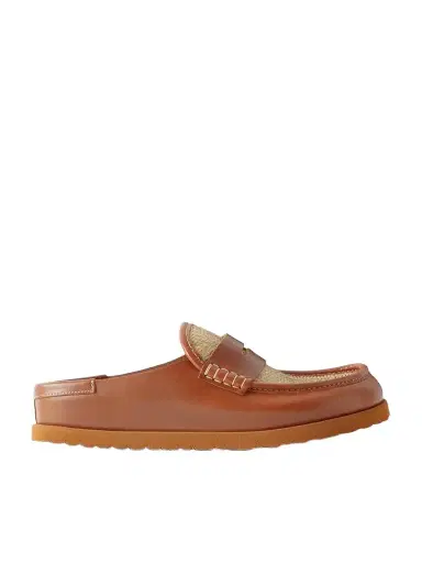 Birkenstock 1774 Naples Wrapped Raffia-trimmed Leather Loafers | Thumbnail 1