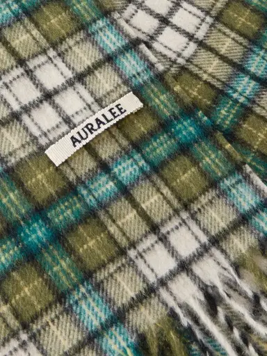 Auralee Fringed Checked Cashmere Scarf | Thumbnail 4