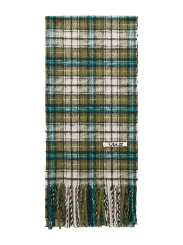 Auralee Fringed Checked Cashmere Scarf