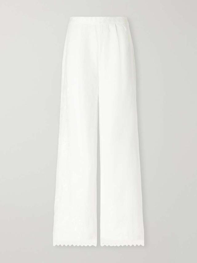 Eres Albatre Embroidered Linen Straight-leg Pants