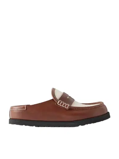 Birkenstock 1774 Naples Wrapped Canvas-trimmed Leather Loafers | Thumbnail 1