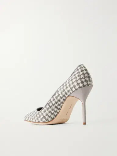 Manolo Blahnik Bb 90 Suede-trimmed Houndstooth Wool Pumps | Thumbnail 3