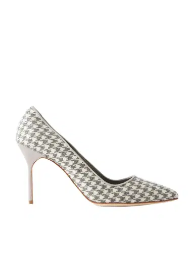 Manolo Blahnik Bb 90 Suede-trimmed Houndstooth Wool Pumps | Thumbnail 1
