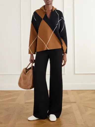 Max Mara Sala Argyle Wool V-neck Sweater | Thumbnail 2