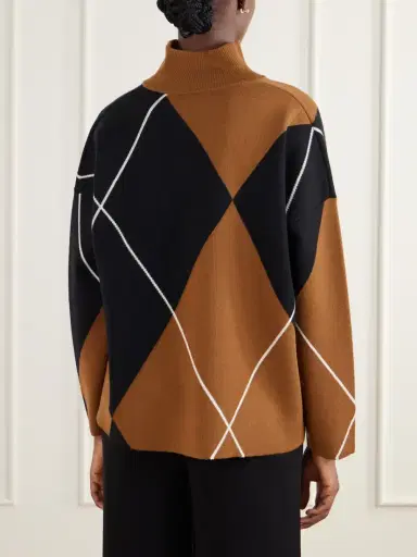Max Mara Sala Argyle Wool V-neck Sweater | Thumbnail 4