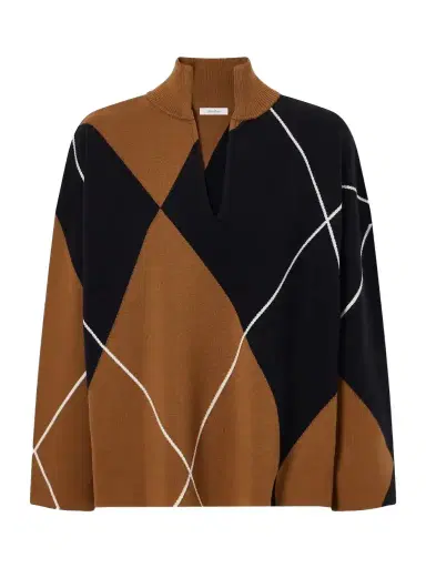 Max Mara Sala Argyle Wool V-neck Sweater | Thumbnail 1