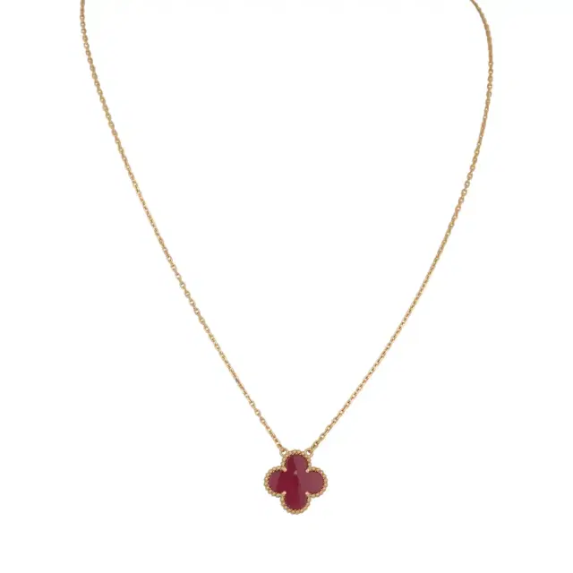 Van Cleef & Arpels Van Cleef & Arpels Vintage Alhambra Pendant Necklace Pink Enamel 18K Yellow Gold