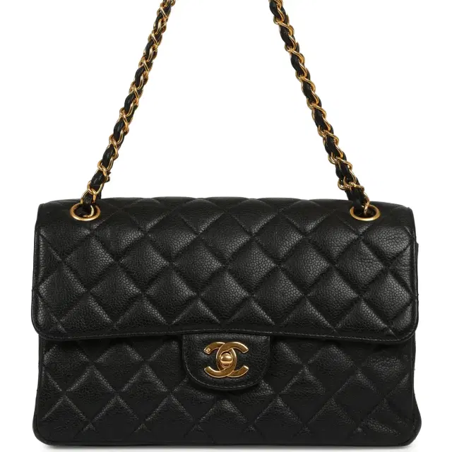 Chanel Vintage Chanel Double Sided Flap Bag Black Caviar Gold Hardware
