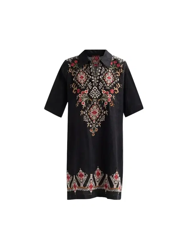 Johnny Was Women's Tamira Linen Relaxed Henley Tunic Dress