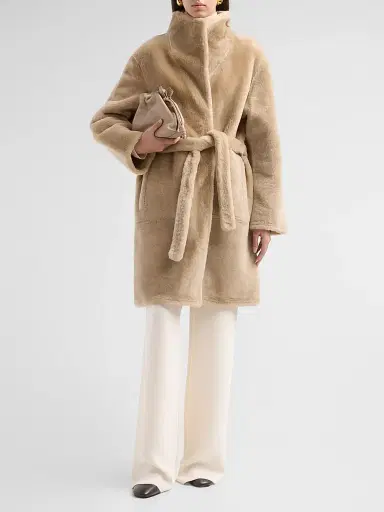 Yves Salomon Women's Shearling & Leather Reversible Coat | Thumbnail 2