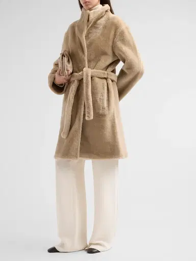 Yves Salomon Women's Shearling & Leather Reversible Coat | Thumbnail 4