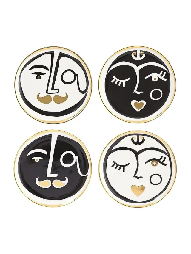 Jonathan Adler Set of Four Marseilles Porcelain Coasters