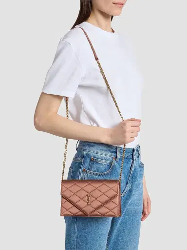 Saint Laurent Women's Paris Chain Wallet in Satin | Thumbnail 3