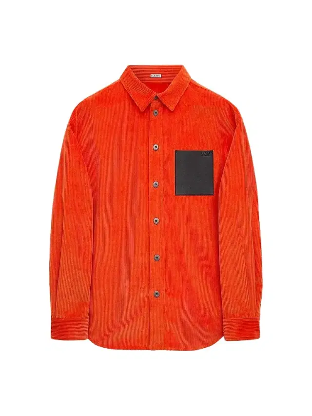 Loewe Men's Leather-Pocket Corduroy Shirt