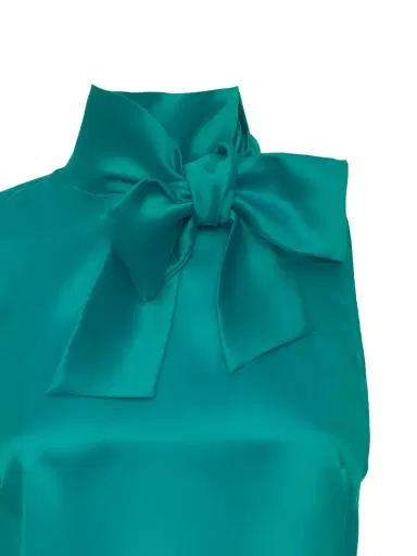 Loretta Caponi Diaspro Satin Tie-Neck Top | Thumbnail 3