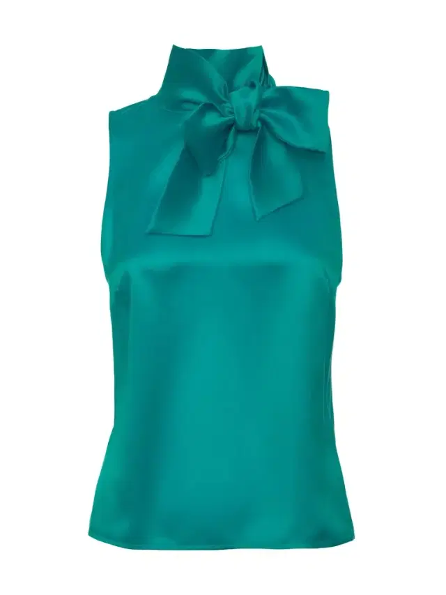 Loretta Caponi Diaspro Satin Tie-Neck Top
